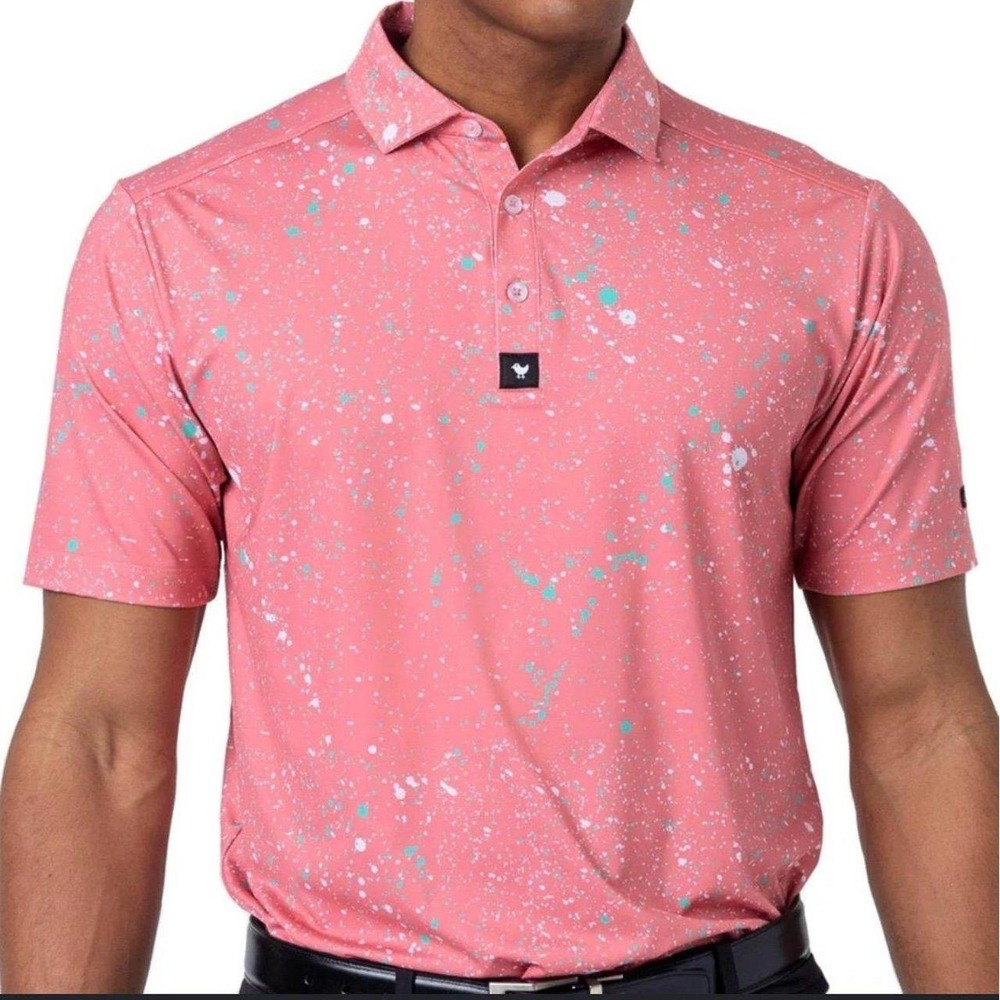 Mens Bad Birdie Golf Polo Paint Splatter Performance Active Shirt